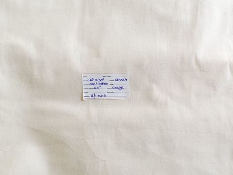White Plain Twill Raw Greige Cotton Fabric (30s)