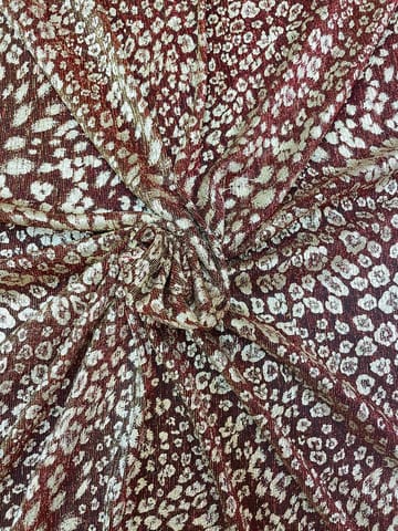 Maroon Colour Shimmer Lycra Leapord Print