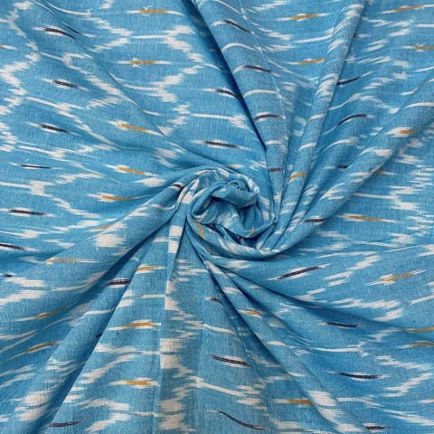Sky Blue Cotton Ikkat Fabric