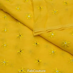 Yellow Faux Mirror Embroidery Lehanga Set