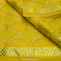 Yellow Faux Mirror Embroidery Lehanga Set