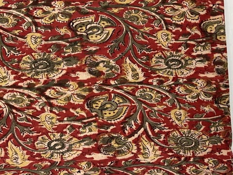 Red Kalamkari Cotton Print Fabric