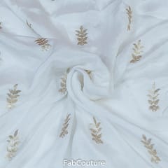 White Dyeable Chinon Embroidery