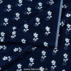 Navy Blue Modal Chanderi Embroidery