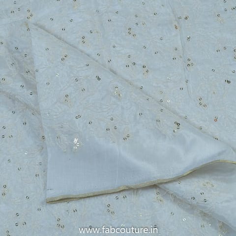 White Dyeable Muslin Chikan Embroidery