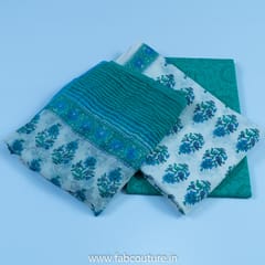Cotton Hand Block Printed Cotton Suit With Pure Chiffon Duputta and Cotton Bottom