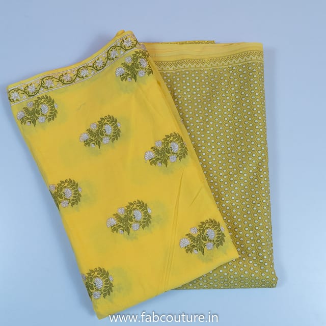 Yellow Color Cotton Gold Prints Set