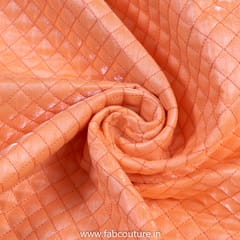 Peach Polyster Raw Silk Quilted Fabric