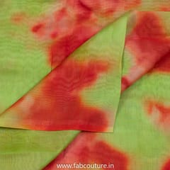 Green Color Chanderi Silk Tie Dye Digital Print