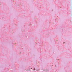 Pink Muslin Chikan Embroidery
