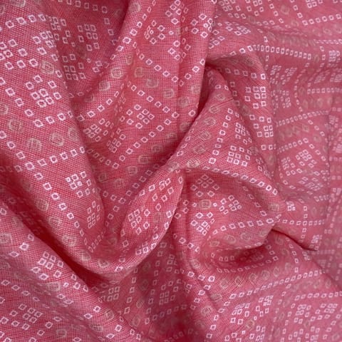 Pink Bandhej Rayon Print (1 Meter Cut Piece )