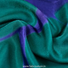 Purple With Green Gajji Silk Clamp Dyed Fabric 2.5 Metre Piece