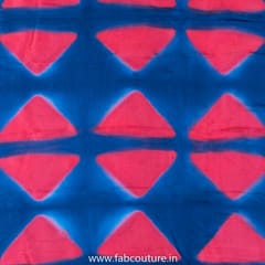 Blue With Red Gajji Silk Clamp Dyed Fabric 2.5 Metre Piece