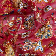 Marron Color Georgette Kashmiri Jaal Embroidery