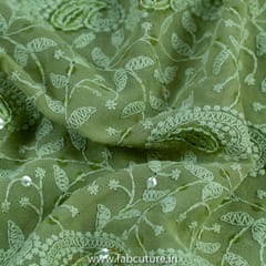 Green Color Georgette Embroidery
