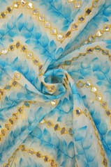 Blue Gota Patti Chinon Chiffon Fabric