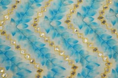 Blue Gota Patti Chinon Chiffon Fabric