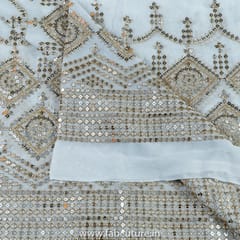 White Dyeble Georgette Faux Mirror Embroidery
