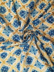 blue chinon chiffon fabric with zari work
