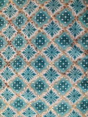 rama green chinon chiffon fabric with zari work
