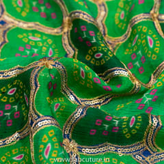 Chinon Chiffon Bhandej Print With Embroidery