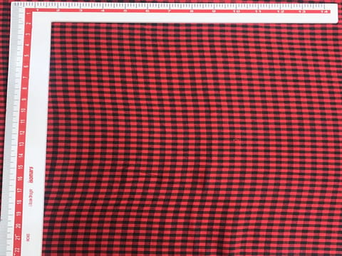 Red Black Yarn Dyed Rayon Gingham Check Fabric