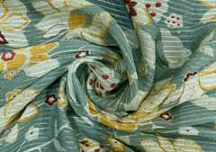 Green Yellow Colour Embroidered Printed Chiffon