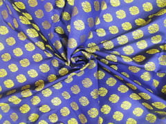 Navy blue silk brocade fabric