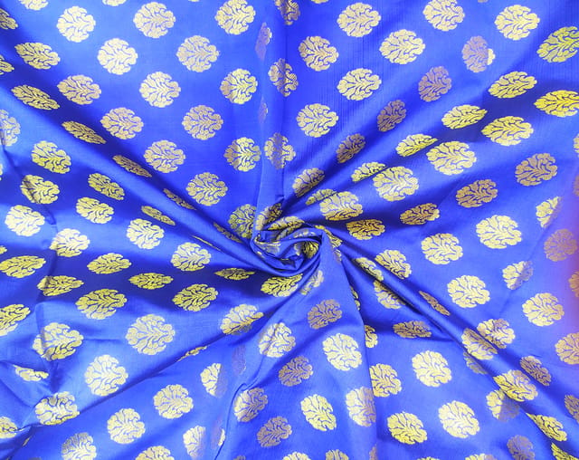 Royal blue silk brocade fabric