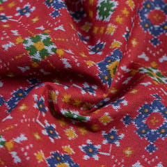 Red Color Cotton Ikkat Print