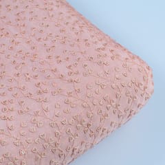 Peach Color Chinon Chiffon Thread Embroidery