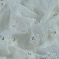 White Dyeable Georgette Thread Embroidery