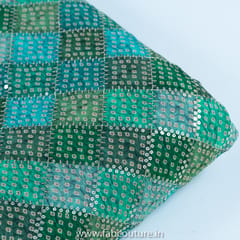 Green Chinon Chiffon Embroidery With Print (1.5 Meter Cut Piece )