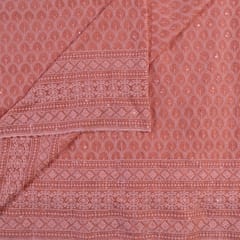 Peach Color Georgette Chikan Embroidery