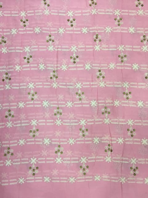 Pink Color Embroidered Georgette