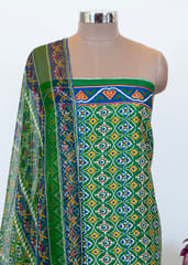 Cotton Printed Suit With Cotton Bottom And Chiffon Printed Dupatta