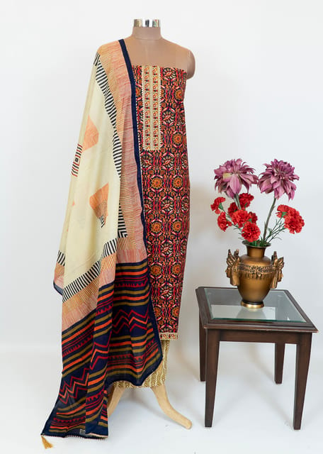 Cotton Printed Suit With Cotton Bottom And Cotton Printed Dupatta