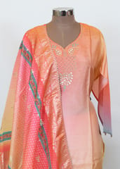 Upada Ombre Embroidered Suit With Banarasi Dupatta And Shantoon bottom