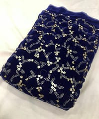 Royal Blue Micro Velvet Embroidery