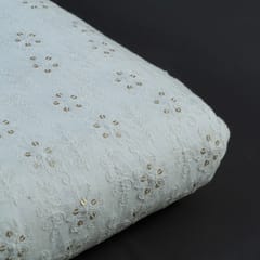 White Dyeable Cotton Thread With Sequins Embroidery