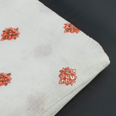 Orange Color Cotton Embroidery