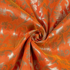 Orange Color Silk Jacquard