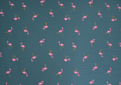 Pink Flamingo Print On Teal Blue Imported Printed Cotton