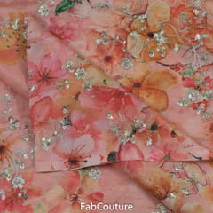 Tabby Silk Print With Embroidery (1.3 Meter Cut Piece )