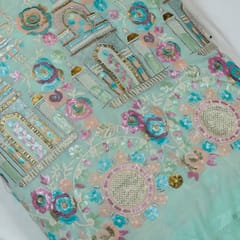 Mint Green Georgette Thread With Sequins Embroidery