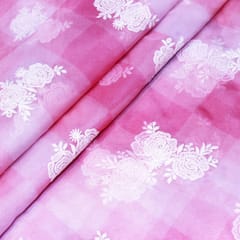 Pink Colour Organza Thread Embroidery