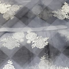 Grey Colour Organza Thread Embroidery