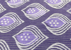 Lavender Mauve Leaves Dabbu Kantha Printed Cotton