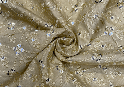 Gold Floral Dyed Embroidered Russian Silk