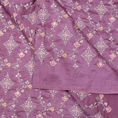 Dark Mauve Chanderi Thread Sequins Embroidery